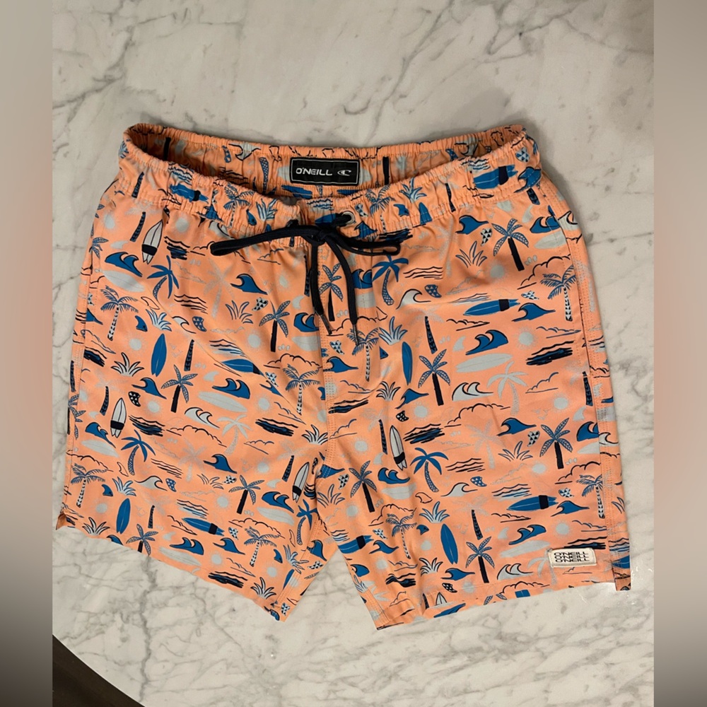 O'Neill Men's Peach and Blue Patterned Board Shorts